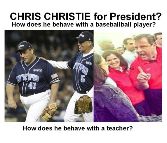 Christie with baseball player and teacher